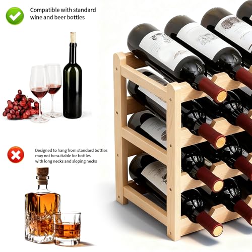 16 Bottles Wooden Wine Rack, 4 Tier Stackable Wine Storage Racks Free Standing Bottle Rack for Cupboard Home Kitchen Pantry Wine Cellar - Image 5