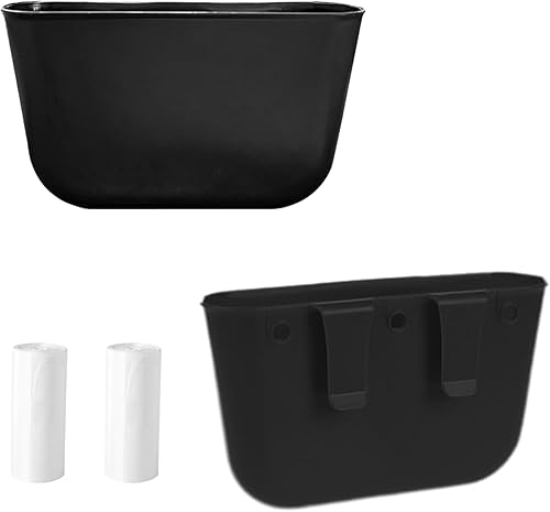 Augeny 2 cubos de basura para automóvil con bolsa de basura enrollable, bolsillos de almacenamiento para colgar, organizador a prueba de fugas,