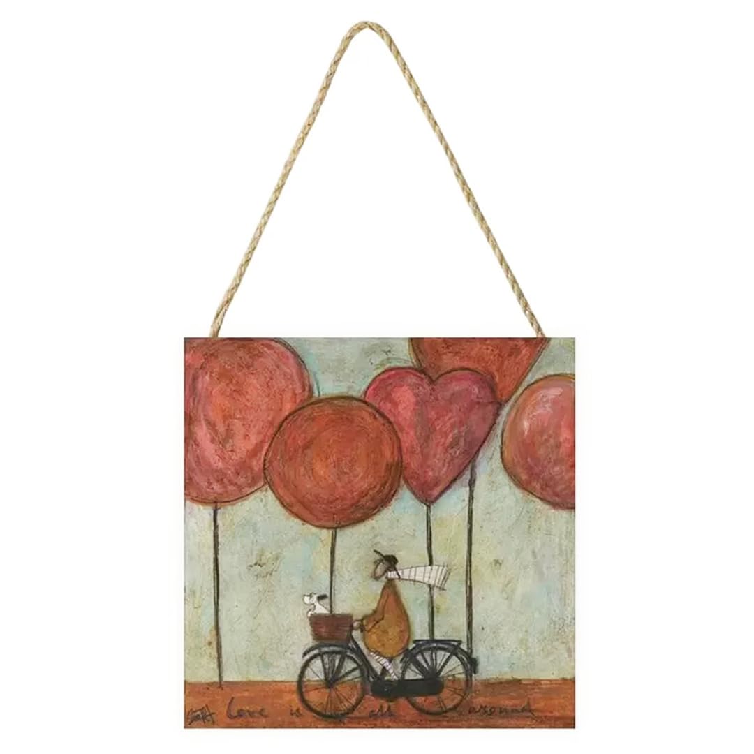 Sam Toft - Love Is All Around Wooden Plaque (One Size) (Maroon, Ocean Green)