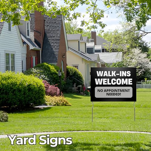 Walk-Ins Welcome – No Appointment Needed! Yard Sign by DC | 24\"x18\" Double Sided Open Garden Sign with 13” Metal Stakes | Outdoor Signs Waterproof for Lawn, Patio, Sidewalk & House | Set of 1 - Thumbnail 3
