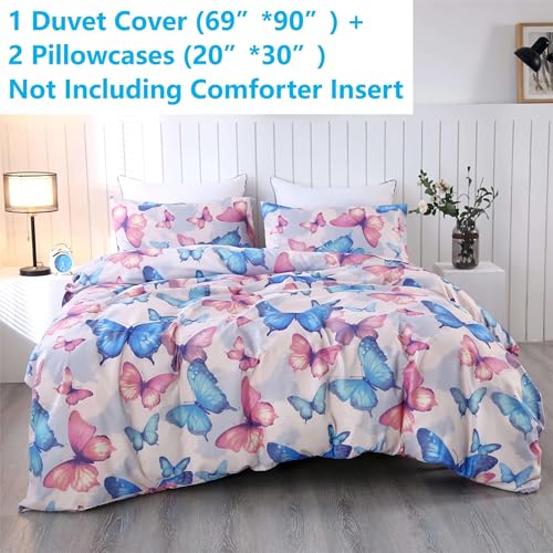 Sdiii 3Pcs Colorful Butterfly Duvet Cover Twin Set thumb #1