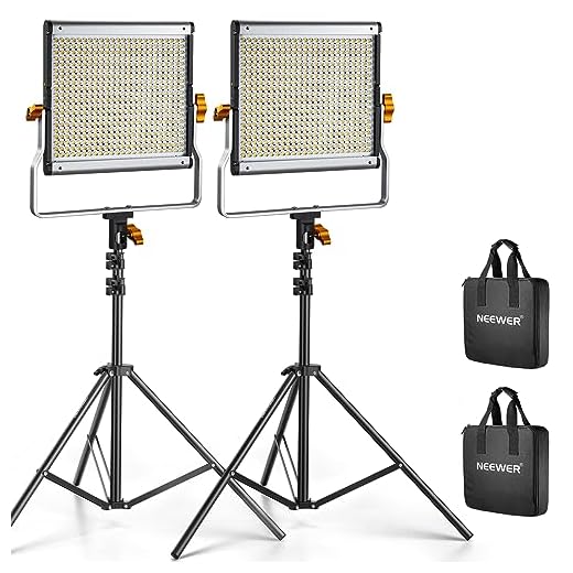 Neewer 2 Packs Dimmable Bi-Color 480 LED Video Light and Stand Lighting Kit Includes: 3200-5600K CRI 96+ LED Panel with U Bracket, 75 inches Light Stand for YouTube Studio Photography, Video Shooting