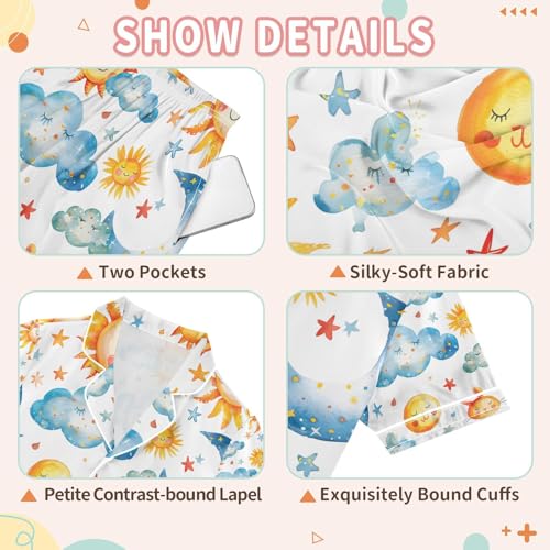 senya Rabbit The Cloud Satin Summer Pajama Sets Silk Short Sleeve Button Down Sleepwear3