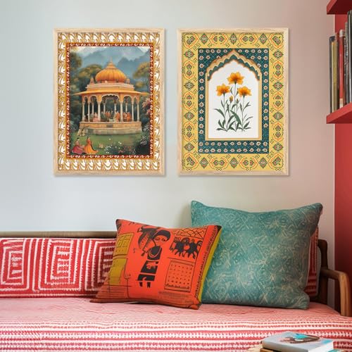 Image of Kotart Traditional Indian Wall Art Paintings for Living Room | Wall Poster With frames | Paintings For Home Decoration | Framed Wall Painting for Home Room Bedroom Office Wall Decor | Painting for Wall Decoration (Art 6, (19x25 inch ), Framed)