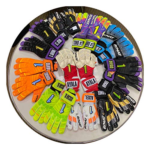 Rinat Soccer Goalkeeper Glove Egotiko Elemental Alpha Pro Ii Training Finger Protection Free Customization & Pin (Black/Gold, 10) #TOP3