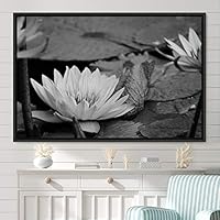 Framed Canvas Wall Art Black and White Flower Canvas Prints Home Artwork Decoration for Living Room,Bedroom - 16x24 inches