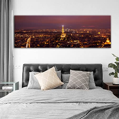 Impressions sur Toile Nuit Paysage Décoratives Pour Lit Chambre Décor Moderne Urbain - 2