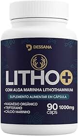 Lithothamnium Magnésio Orgânico Litho DWL Brasil - Suplemento de Algas Marinhas para Bem-Estar e Saúde Óssea - 70 Minerais Essenciais de Alta Absorção e Fórmula Vegana - 90 Cápsulas