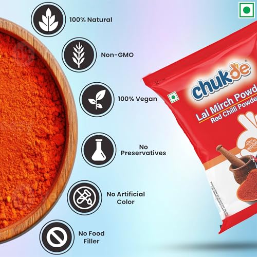 Image of Chukde Red Chilli Powder (Mirch) 100g - Hot & Vibrant (Pack of 4)