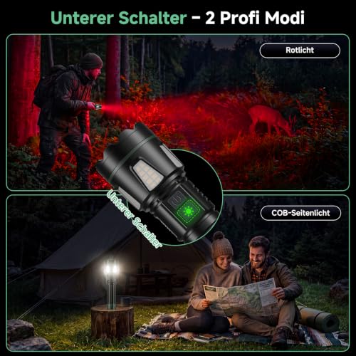 Shadowhawk 1000000 LM Taschenlampe Led Aufladbar mit Rotlicht & COB - 1600M – Ansicht 4