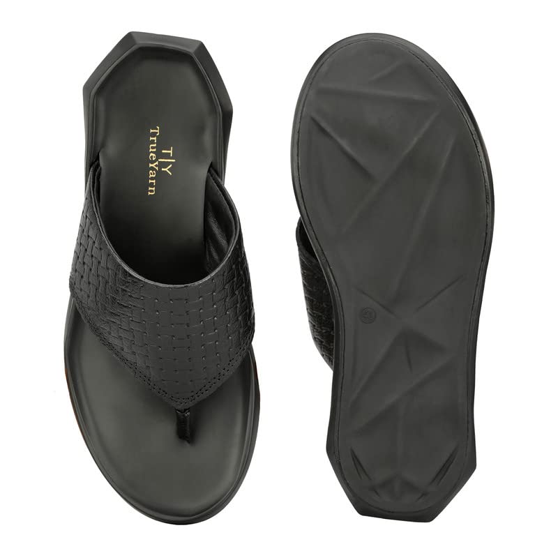 TrueYarn Original Leather Slippers for Men | Leather Sliders for Men | Thong Sandals for Men | Stylish | Durable | Anti-Skid
