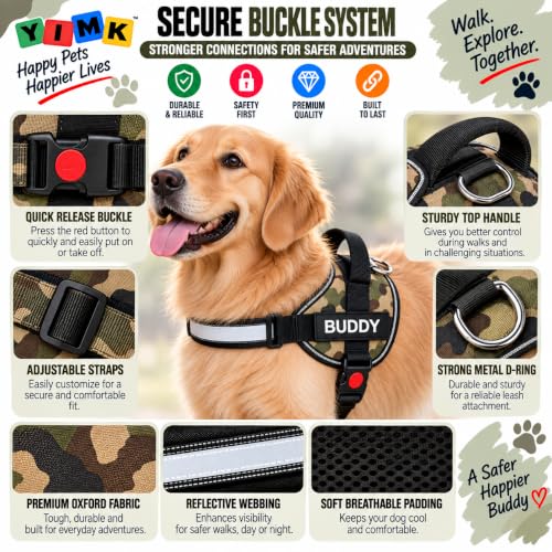 Image of Army Camo Dog Vest Harness with Leash, No Pull & Reflective
