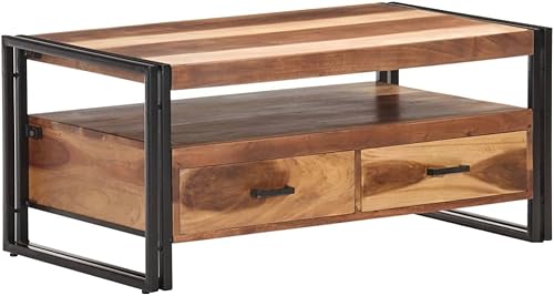 Coffee Table,Elevated Coffee Table, Large Coffee Table for Living Room, Office, Balcony, Study, Family Living Room 39.4"X21.7"X17.7" Solid Acacia