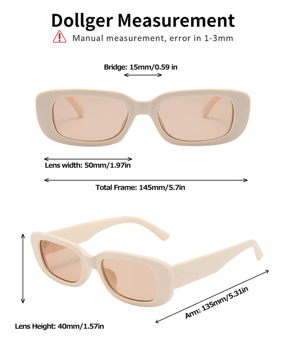 Dollger Rectangle Sunglasses for Women Men Trendy Retro Fashion Sunglasses UV 400 Protection Square Fram