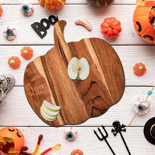 Planche à découper en forme de citrouille en bois de cuisine pour repas Halloween - 6