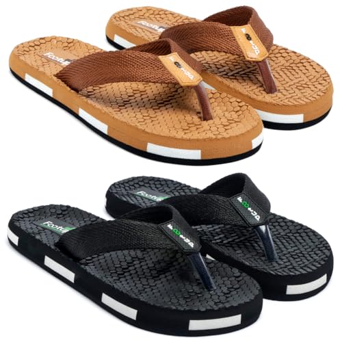 Image of Men's Orthopedic Comfort Flip Flops with Soft Fabric Straps | Cushioned Anti-Skid Footbed Slippers for Men | Lightweight Walking Flip Flops for Home, Outdoor, Indoor Use