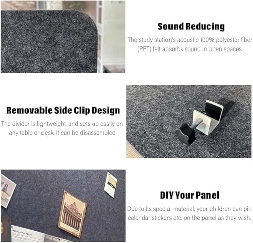 Noise Reducing Acoustic Desk Divider - Privacy Panel for Students & Office - Soundproof Partition for Standing Desks - Enhance Focus & Productivity
