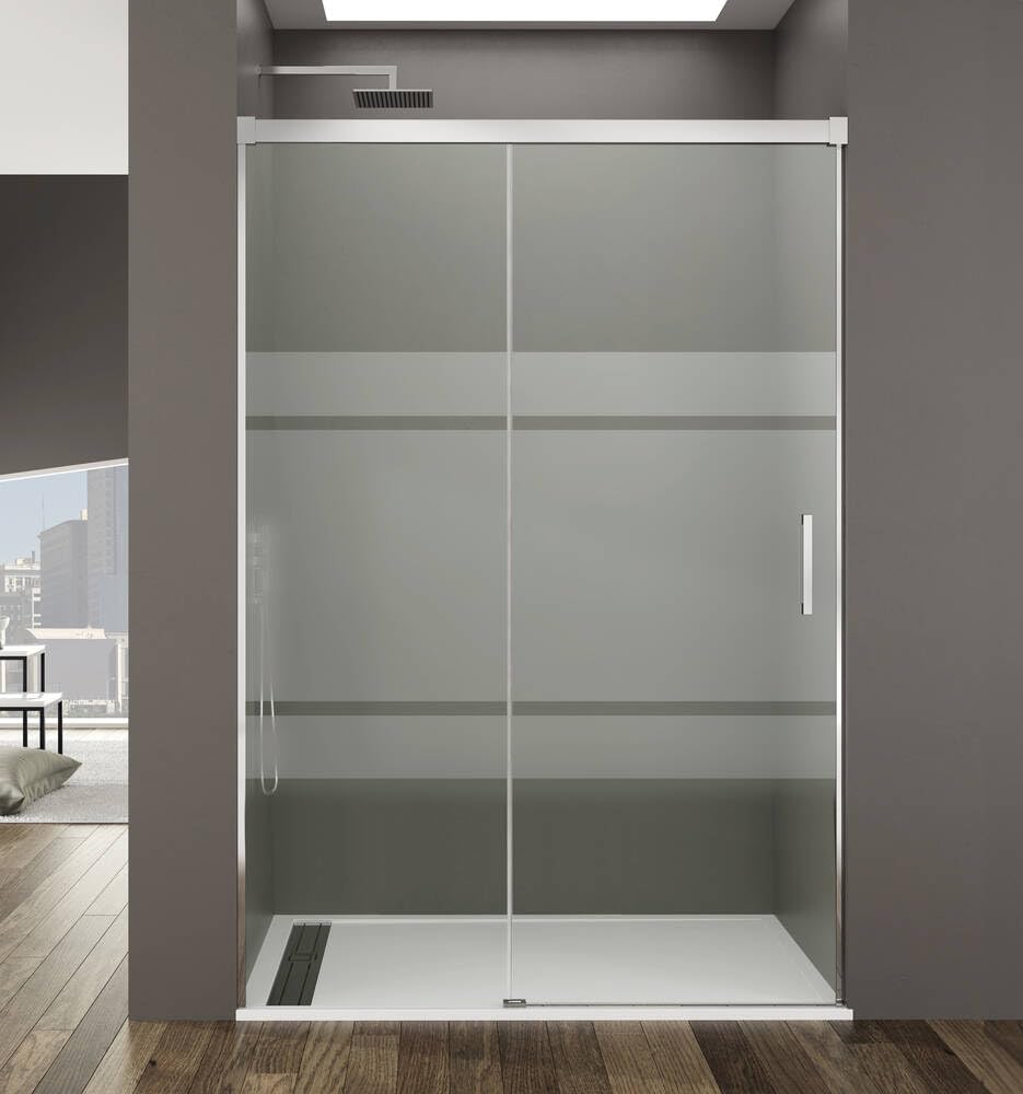 GME - Mampara Ducha Frontal Cromada 1 Fija + 1 Corredera 170cm | Mampara de Cristal Reversible con Ancho Adaptable 165-170cm, 196cm de Altura y Cristal Templado 6mm Antical