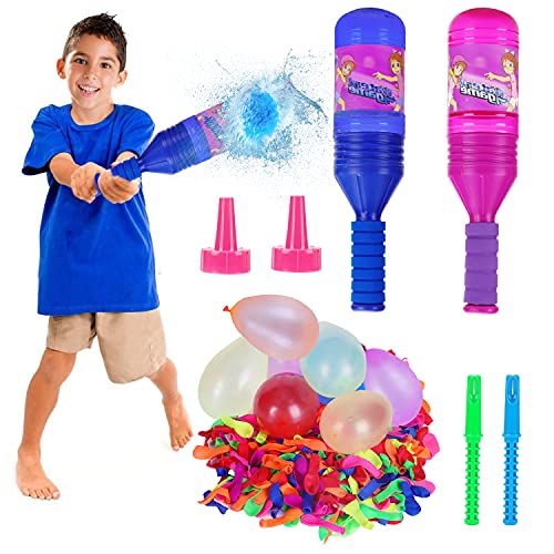 Water Balloons with 2 Baseball Bats for Kids & Adults Water Fight Yard Games Toddler Outside Toys Outdoor Water Toys Ages 4-8 8-12 Backyard Games Beach Toys 300pcs Colorful Balloons Toys for Boys Girls