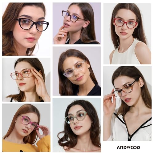 Image of ANDWOOD Blue Light Blocking Glasses Women Bluelight Blocker Computer Cateye Clear Cat Eye Eyeglasses Frame AR003