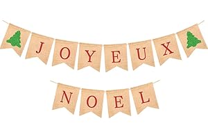 JOYEUX NOEL Banner, Christmas Banner Burlap Bunting Banner