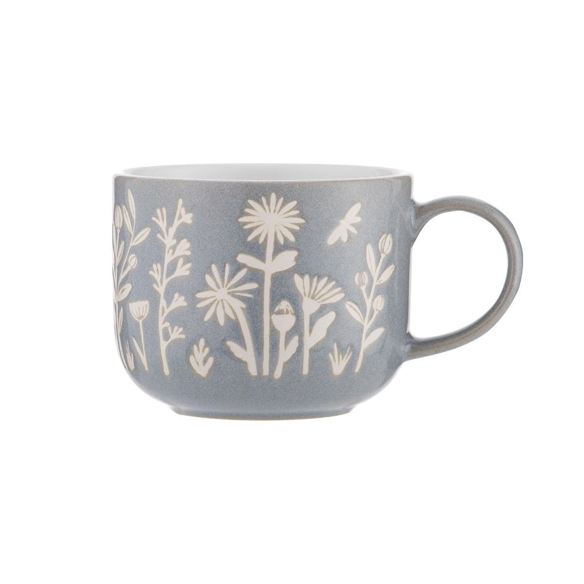 Mason Cash, in The Meadow Set of 1 Daisy Blue Stoneware Mugs, 400 ml, Reactive Glaze and Wax Resist Design, Microwave and Dishwasher Safe