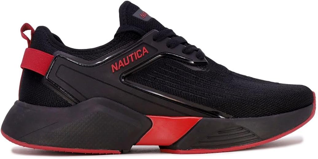 Nautica Men's Sneakers: Athletic, Comfortable, Casual Lace-Up Fashion Walking Shoes 7.5 Black Red Andino 2