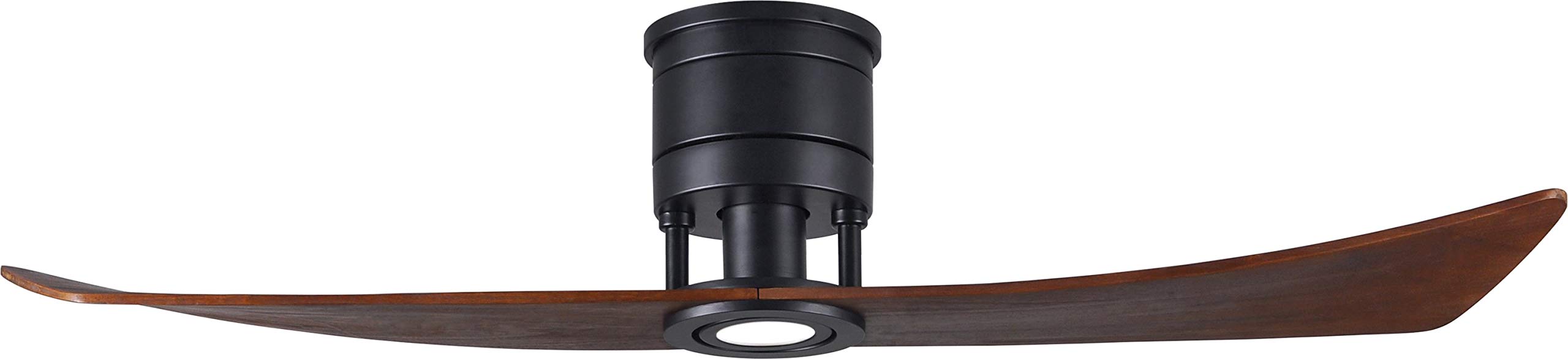 Matthews LW-BK-WA Lindsay Indoor/Outdoor Damp Rated 52" Hugger Ceiling Fan with LED Light and Remote & Wall Control, 2 Solid Wood Blades, Matte Black