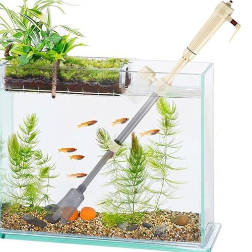 Zebbyee Sifonador Acuario Electrico, Limpiafondos Acuario con Varilla de Extensión, Aspirador Acuario, Bomba Pecera para Cambiar Agua, Filtrar, Limpio para Acuarios Medianos y Grandes