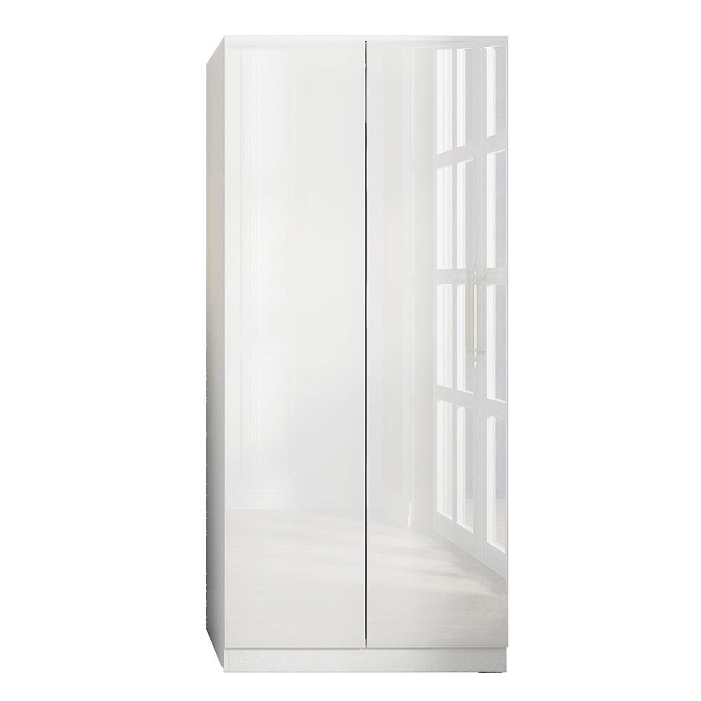 FWStyleCarlton High Gloss Soft-Close No-Handle 2 Door Wardrobe, White