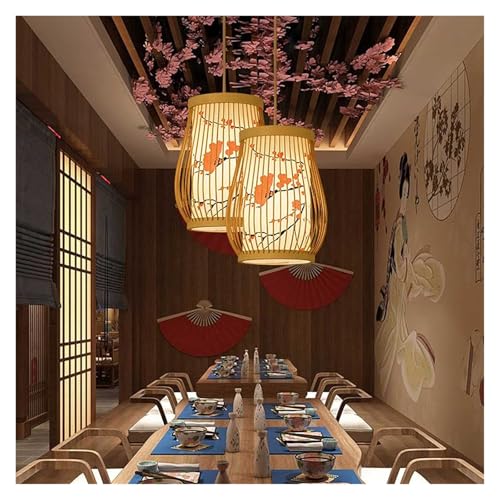 Lustre style japonais bois rétro lanterne pour éclairage tamisé