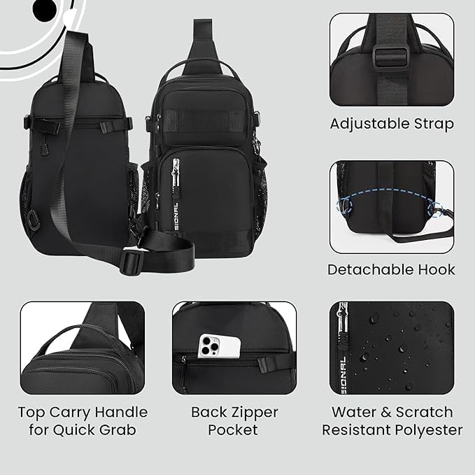 Image of Sling Bag for Men & Women- Crossbody Sling Bag for Travel, Cycling & Hiking | Waterproof Shoulder Bag with Compartment and Zipper Pockets