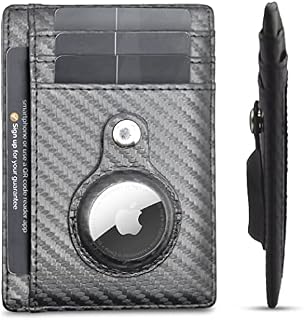 TaggedUK Apple Airtag Card Holder | Modern Air Tag Wallets for Men | Minimalist Pocket-Sized Leather Credit Card Holder with GPS Technology | Front Pocket Wallet with Built-in Case Holder for Air Tag