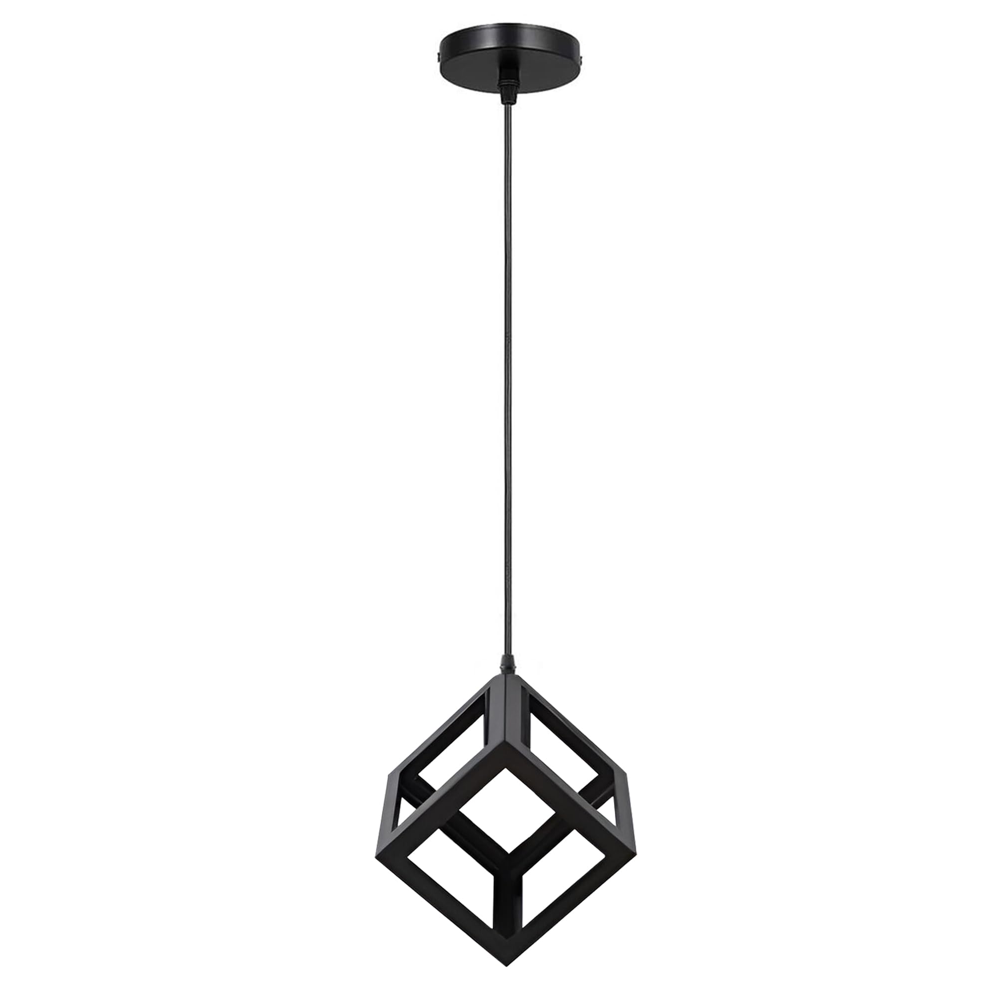 LEDSone Vintage Industrial Metal Wire Cage Bulb Guard Lampshade DIY Ceiling Pendant Light (Black)