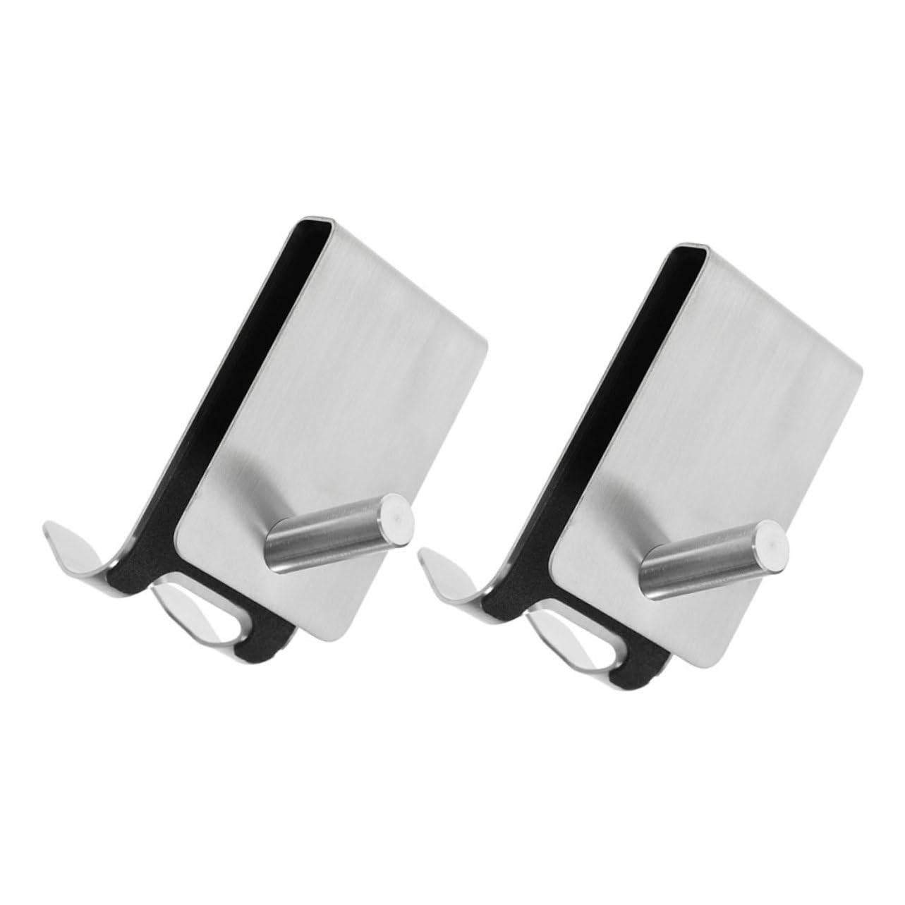 VILLCASE 2pcs Heavy Duty Stainless Steel Over Door Towel Hooks for Bathroom Unique Double Hook Hanger for Shower Doors Space Saving Design for Towels and Robes