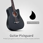 38 inch Beginner Acoustic Guitar Black Basswood Cutaway Guitarra Starter Kit with Gig Bag Stap Learning Book Strings Strap Tuner Picks Capo Cleaning Cloth