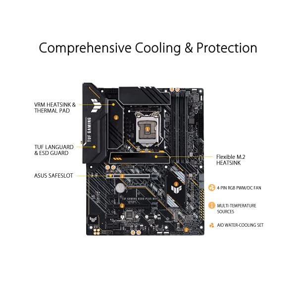 ASUS TUF GAMING B560-PLUS WIFI - Placa base ATX (Intel B560 LGA 1200 con VRM de 8+1 fases, PCIe 4.0, M.2 Gen 4, DDR4 5000, Wi-Fi 6, 2.5 GB Ethernet, USB 3.1 de tipo C, Tipo-C frontal, Thunderbolt 4) - Image 5