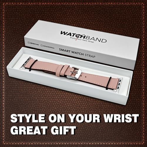 Genuine Leather Band Compatible with Apple Watch Bands for Women Men 49mm 46mm 45mm 44mm 42mm 41mm 40mm 38mm, Soft Leather Replacement Strap for iWatch Ultra/SE/Series 11 10 9 8 7 6 5 4 3 2 1