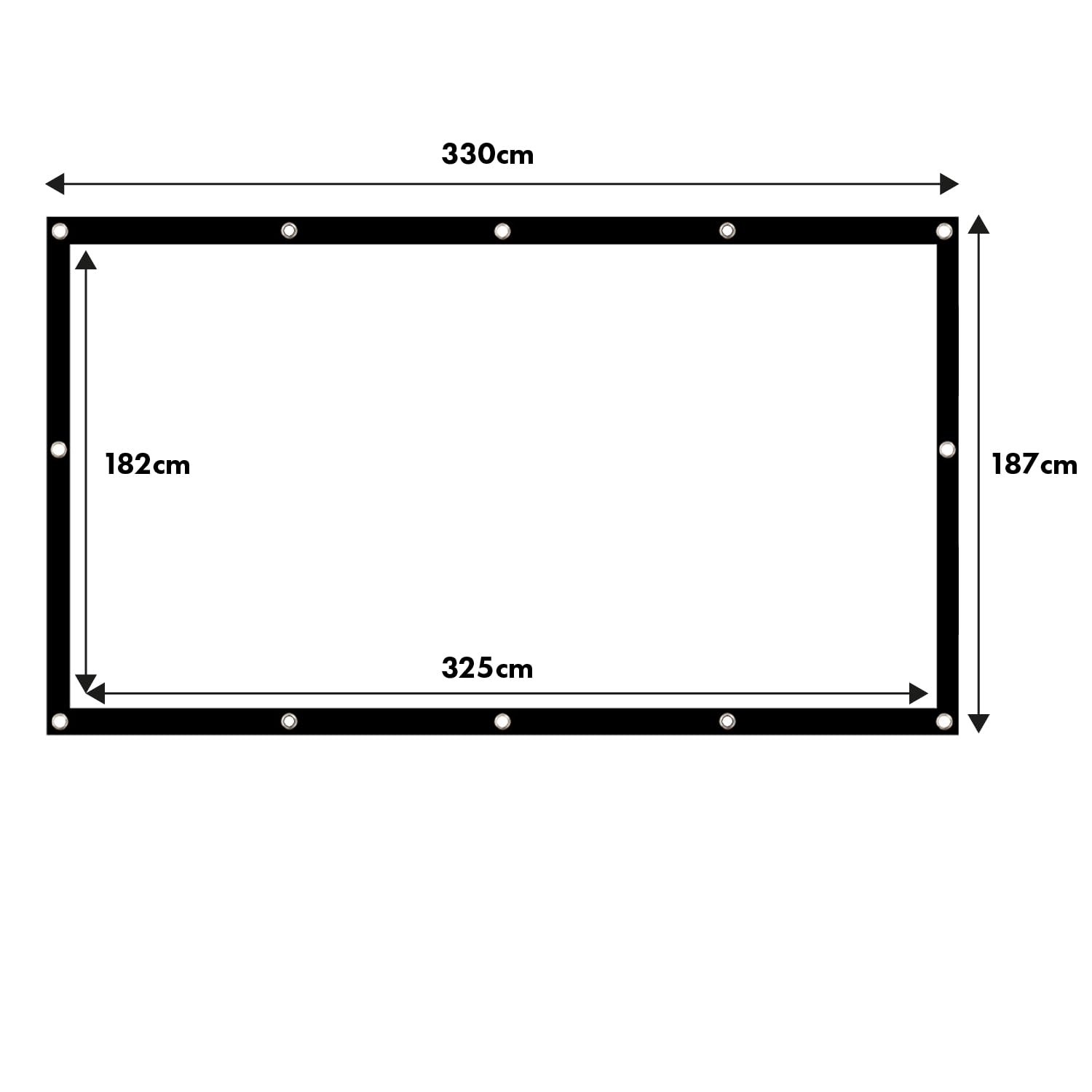 Maclean Pantalla de Proyección Portátil | Pantalla de Poliéster con Borde Negro de 25 mm | Ángulo de Visión de 179° | Fácil Instalación (150", 330x187cm, 16:9)