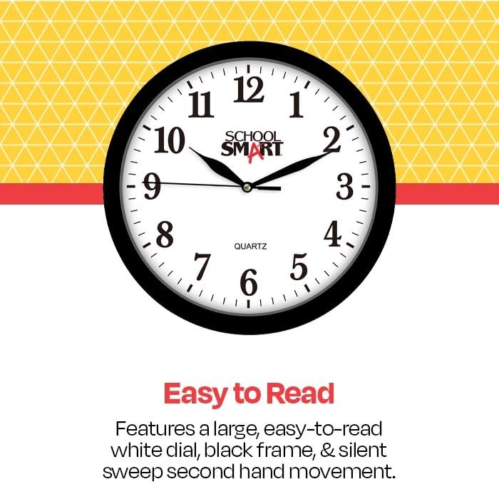 School Smart Silent Movement Wall Clock, 13 Inches, White Dial and Black Frame - SSG-0004 - Image 2