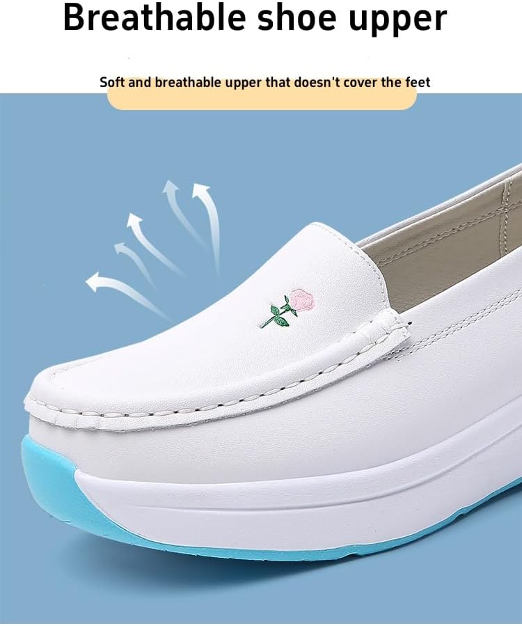 CROSSBABY Women's Slip on Lightweight Nursing Shoes Slip Resistant Comfortable Medical Work Shoes，Resistant Breathable Restaurant Food Service Leather Loafers - Image 4