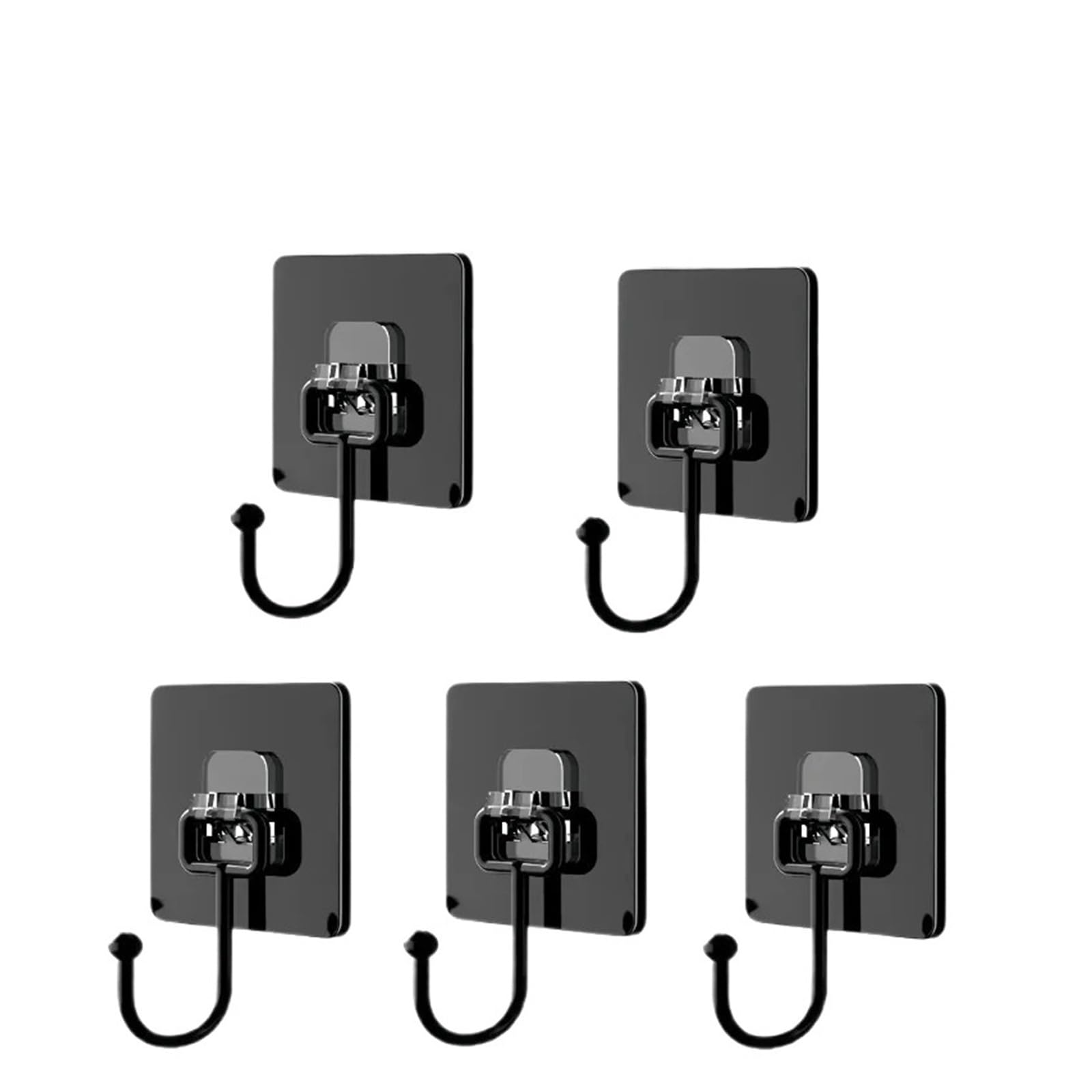Zguouzantye Black-5Pcs Adhesive Hooks 22Lbs For Kitchen Bathroom