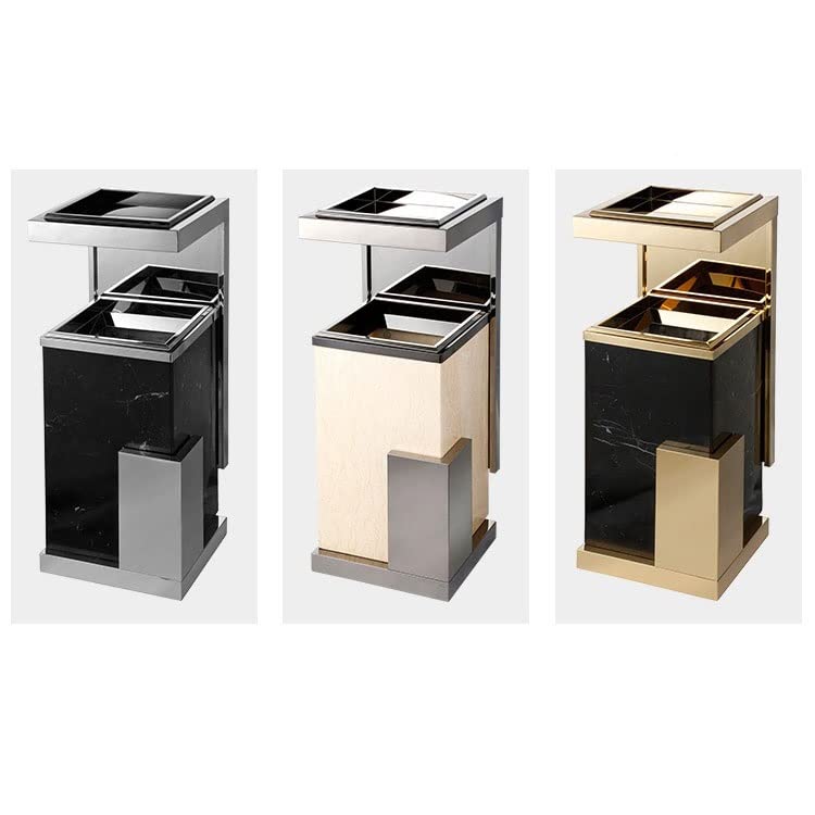 Miniatura 6 de Bote de basura ligero de mármol de lujo en el centro comercial, hotel, vestíbulo, ascensor, entrada, cubo de basura vertical de acero inoxidable con