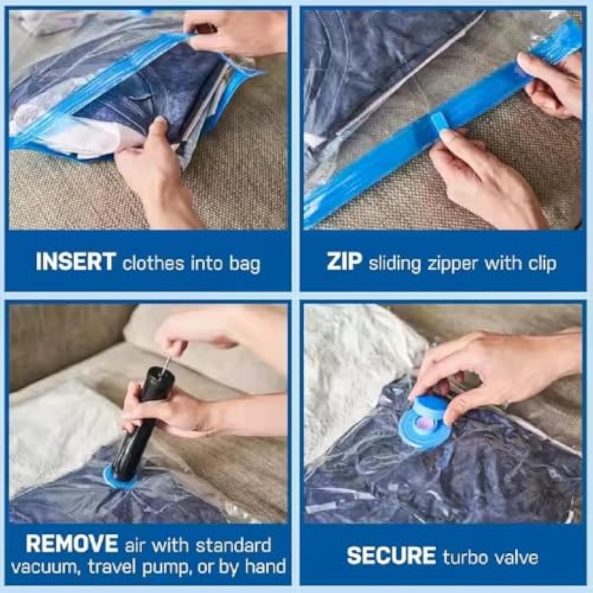Space Saver Compression Bags for Clothes and Bedding