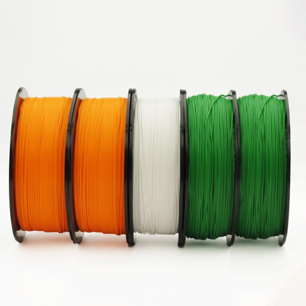 NFIL3D 5KG Net HS PLA+ Tricolour Republic Day Special 3D Printer Filament | Filaments for 3D Printer| 1.75mm| 2pcs Green, 2Pcs Orange & 1Pc White Filament (Pack of 5)-image-31