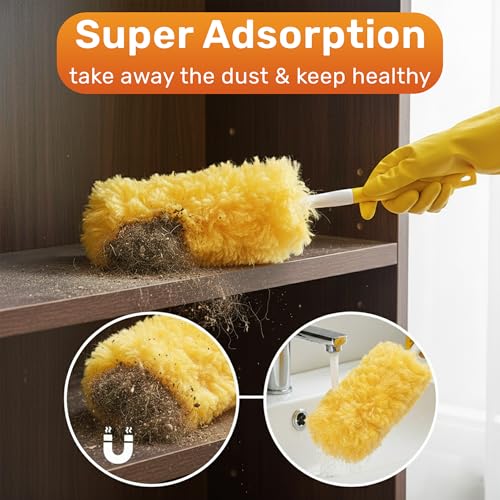 Image of Heavy Duty Duster Refills 30 Pack, 360 Multi Surface Feather Dusters Kit with Extendable 3FT Handle, Disposable Microfiber Dusters for Cleaning Furniture, Blinds, Ceiling Fan & Car