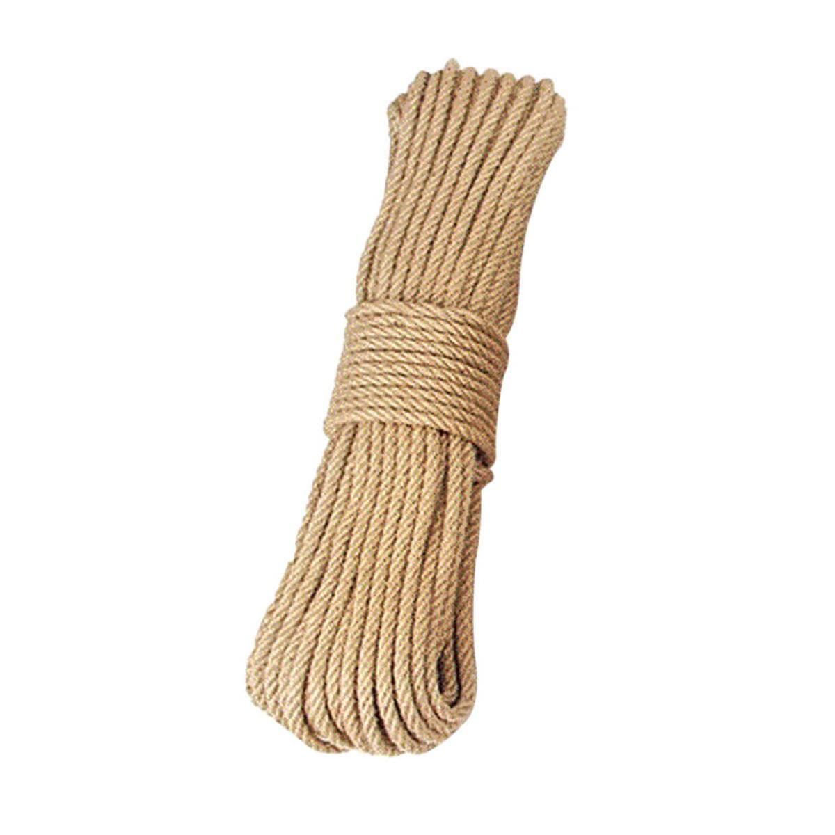 8mm 3/10/20/50M Corda di Iuta Naturale Spago Corda di Canapa Corda Intrecciata Stringa per Animali Domestici Fatti a Mano Decorazione Artigianale Fai da Te-50m