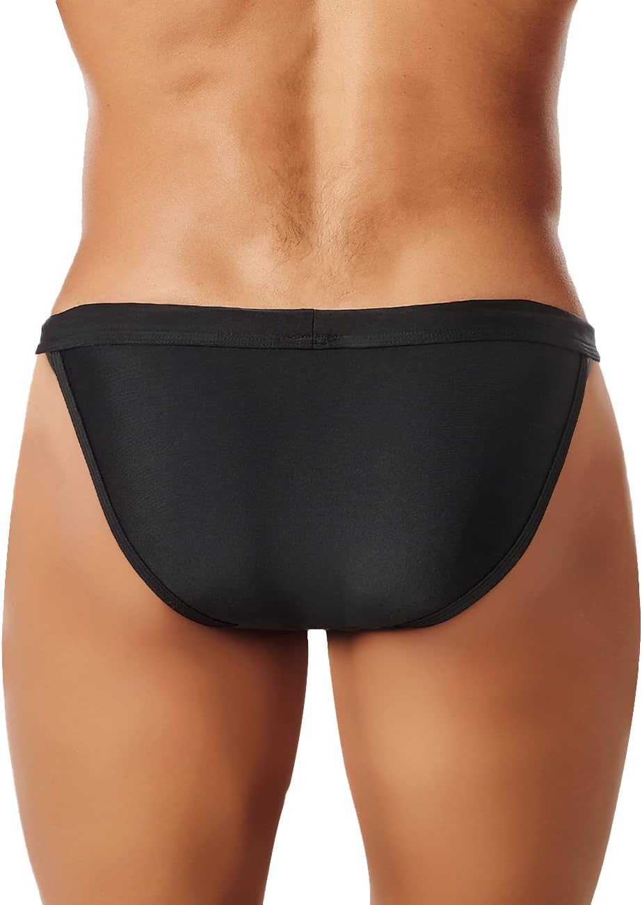 MIZOK Men's Sexy Low Rise Swimsuits Bikini Swimming Briefs Swimwear with Adjustable Drawstring - Image 3