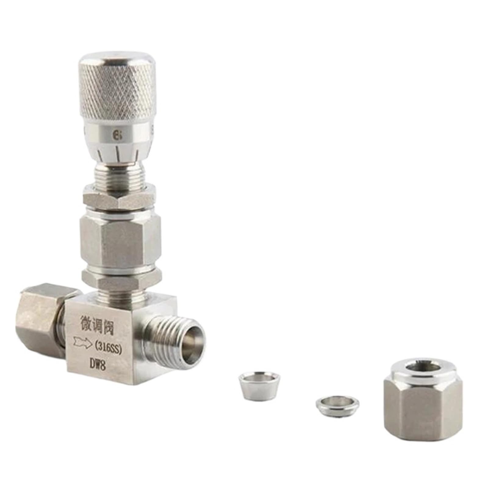 Needle Valve 6/8/12mm 1/16" 1/8" 1/4" 3/8" Stainless Steel 304 Needle Valve Micro Flow Regulating(8mm)
