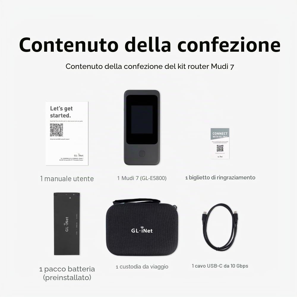 MUDI 7 (GL-E5800) | 5G NR Tri-Band Wi-Fi 7 Travel Router